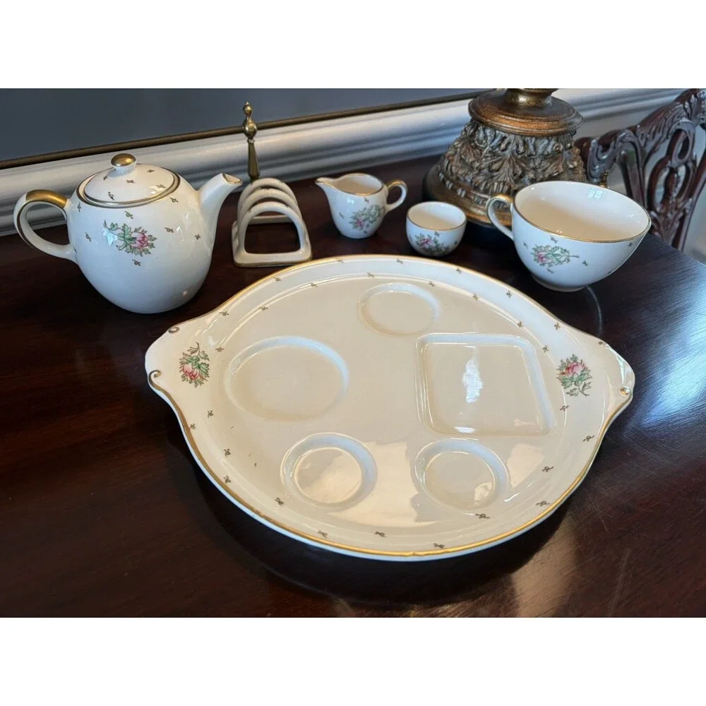 Vintage 1930's Gray's Pottery Breakfast Service Tea Set for One Floral Design